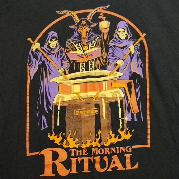 Steven Rhodes Shirt Coffee The Morning Ritual Demon Devil Skull Men's XL Black - Picture 2 of 8